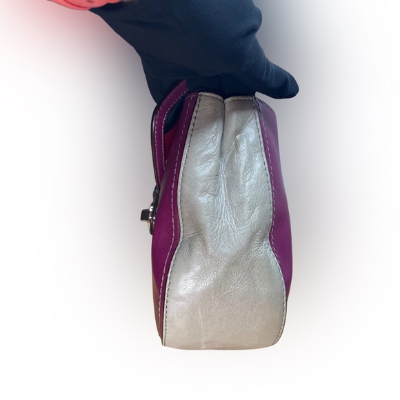 Coach Legacy Wills Purple Grey Leather two way Crossbody Bag - Picture 5 of 9